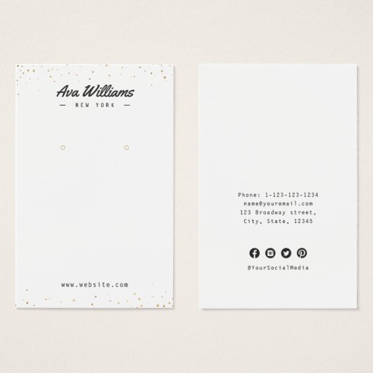Modern goudglitter, aangepast juwelenaarscherm visitekaartje (Voorkant /achterkant)