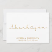 Modern goudminimalistisch Afstuderen Bedankkaart (Voorkant)