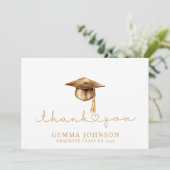 Modern goudminimalistisch Afstuderen Bedankkaart (Staand voorkant)