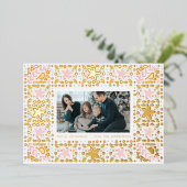 modern goudpastelfotokerstthema lijst folie feestdagenkaart (Staand Voorkant)