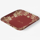 Modern goudrood bloemenpapier Bord (Gebogen)