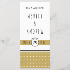 Modern goudtipografisch geometrisch trouwprogramma programmakaart