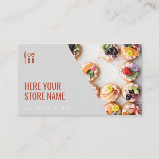 Modern Gourmet Food Photo Catering Visitekaartje (Voorkant)