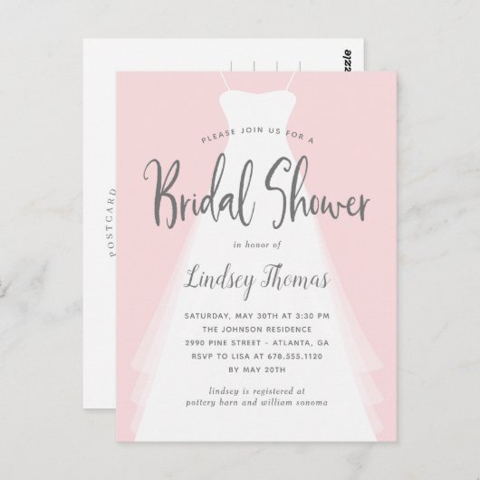 Modern Gown Bruids Douche Uitnodiging (Voorkant / Achterkant)