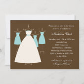 Modern Gowns Bridal Shower Invitation - Turquoise Kaart (Voorkant)