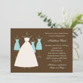 Modern Gowns Bridal Shower Invitation - Turquoise Kaart (Staand voorkant)