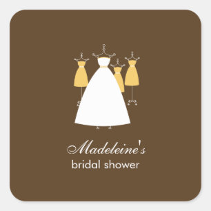 Modern Gowns Favor Stickers - Mustard