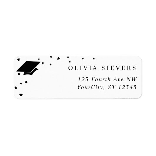 Modern Grad Cap Graduation Return Address Etiket (Voorkant)