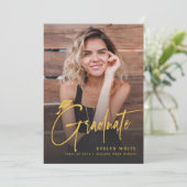 Modern Grad Cap Script 4 Photo Simple Graduation Kaart (Staand voorkant)