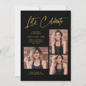 Modern Grad Cap Script 4 Photo Simple Graduation Kaart (Achterkant)