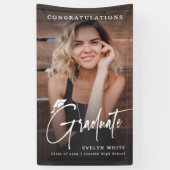 Modern Grad Cap Script Photo Graduation Party Spandoek (Verticaal)