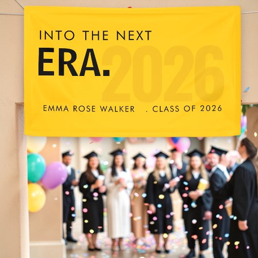 Modern Grad Era 2026 Yellow Typography Banner