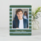 Modern Grad graduation announcement card_green Aankondiging (Staand voorkant)