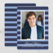 Modern Grad graduation announcement card_Navy Aankondiging (Voorkant / Achterkant)
