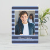 Modern Grad graduation announcement card_Navy Aankondiging (Staand voorkant)