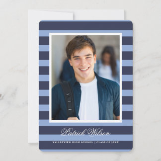 Modern Grad graduation announcement card_Navy Aankondiging