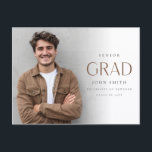 Modern Grad Photo Master Graduation Announcement Briefkaart<br><div class="desc">Celebrate your milestone with this modern minimalist simple photo collage graduation announcement postcard, featuring a confident grad photo picture image and refined typography. Ideal for masters graduation announcements or senior graduation announcements, it offers a polished way to share your success. Create custom graduation postcards by adding your name, school, degree,...</div>