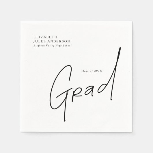 Modern Grad Script Typography Graduation Servet (Voorkant)
