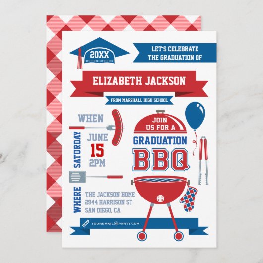 Modern Gradation BBQ Invitation Kaart (Voorkant / Achterkant)