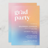 Modern Gradient Aura Rainbow Afstudeerder Party In Kaart (Voorkant / Achterkant)