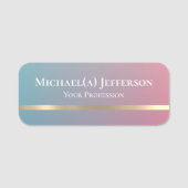 Modern Gradient Blauw Roze en Goud: Uniek Elegant Naamplaatje (Voorkant)