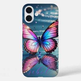Modern Gradient Butterfly Monogrammed Hoesje- Mate iPhone 16 Plus Hoesje