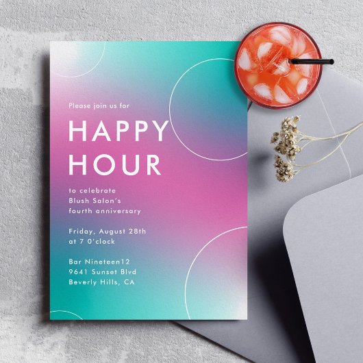 Modern Gradient Happy Hour (Aqua) Kaart