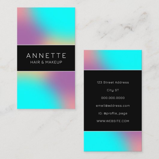 Modern gradiënt minimalisme blauw paars visitekaartje (Voorkant / Achterkant)