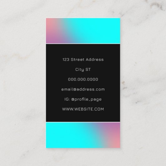 Modern gradiënt minimalisme blauw paars visitekaartje (Achterkant)