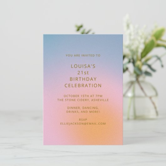 Modern Gradient Pastel 21st Birthday Celebration Kaart (Staand voorkant)