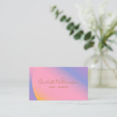 Modern Gradient Pink Paarse Beauty Branding Uniek Visitekaartje (Staand voorkant)