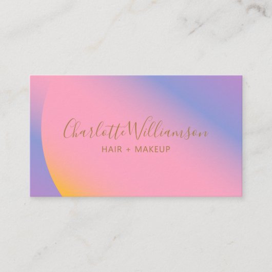 Modern Gradient Pink Paarse Beauty Branding Uniek Visitekaartje (Voorkant)