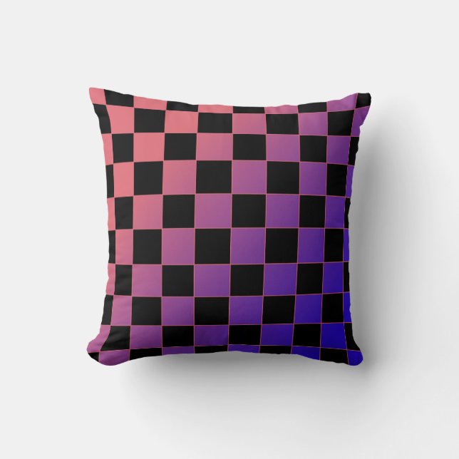 Modern Gradient Purple Pink Checkerboard  Kussen (Voorkant)