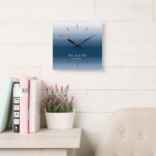 Modern Gradient Wall Clock - Home Sweet Home Vierkante Klok (Leeskamer)