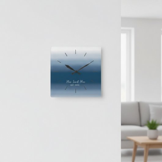Modern Gradient Wall Clock - Home Sweet Home  Vierkante Klok