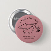 Modern Graduate Cap Doodle Class of Graduation Ronde Button 5,7 Cm (Voorkant /achterkant)