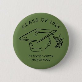 Modern Graduate Cap Doodle Class of Graduation Ronde Button 5,7 Cm