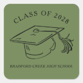 Modern Graduate Cap Doodle Class of Graduation Vierkante Sticker (Voorkant)