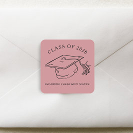 Modern Graduate Cap Doodle Class of Graduation Vierkante Sticker