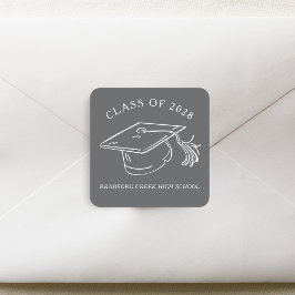 Modern Graduate Cap Doodle Class of Graduation Vierkante Sticker