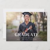 Modern Graduate Elegant Black Two Photo Graduation Aankondiging (Voorkant)