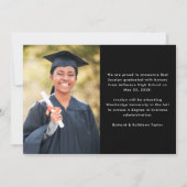 Modern Graduate Elegant Black Two Photo Graduation Aankondiging (Achterkant)