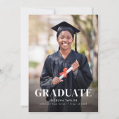 Modern Graduate Elegant Black Two Photo Graduation Aankondiging (Voorkant)