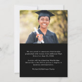 Modern Graduate Elegant Black Two Photo Graduation Aankondiging (Achterkant)