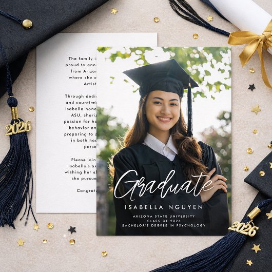Modern graduate photo graduation announcement kaart