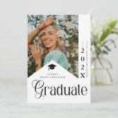Modern Graduate Photo Graduation Party Ribbon  Kaart (Staand voorkant)