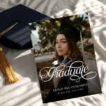 Modern Graduate Script 2 Photos Graduation Party Kaart<br><div class="desc">Introducing our Modern Graduate Script 2 Photos Graduation Party Invitation, a sleek and stylish way to mark your milestone. With contemporary script font and space for two cherished photos, this invitation exudes elegance and sophistication. Whether you're celebrating high school, college, or beyond, it sets the perfect tone for a memorable...</div>