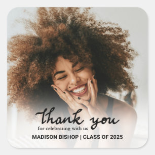 Modern Graduate Thank You Foto Vierkante Sticker