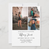 Modern Graduate White Script 4 Photos Graduation   Kaart (Achterkant)