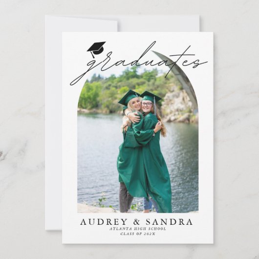 Modern Graduates Dubbel Afstuderen Aankondiging (Voorkant)